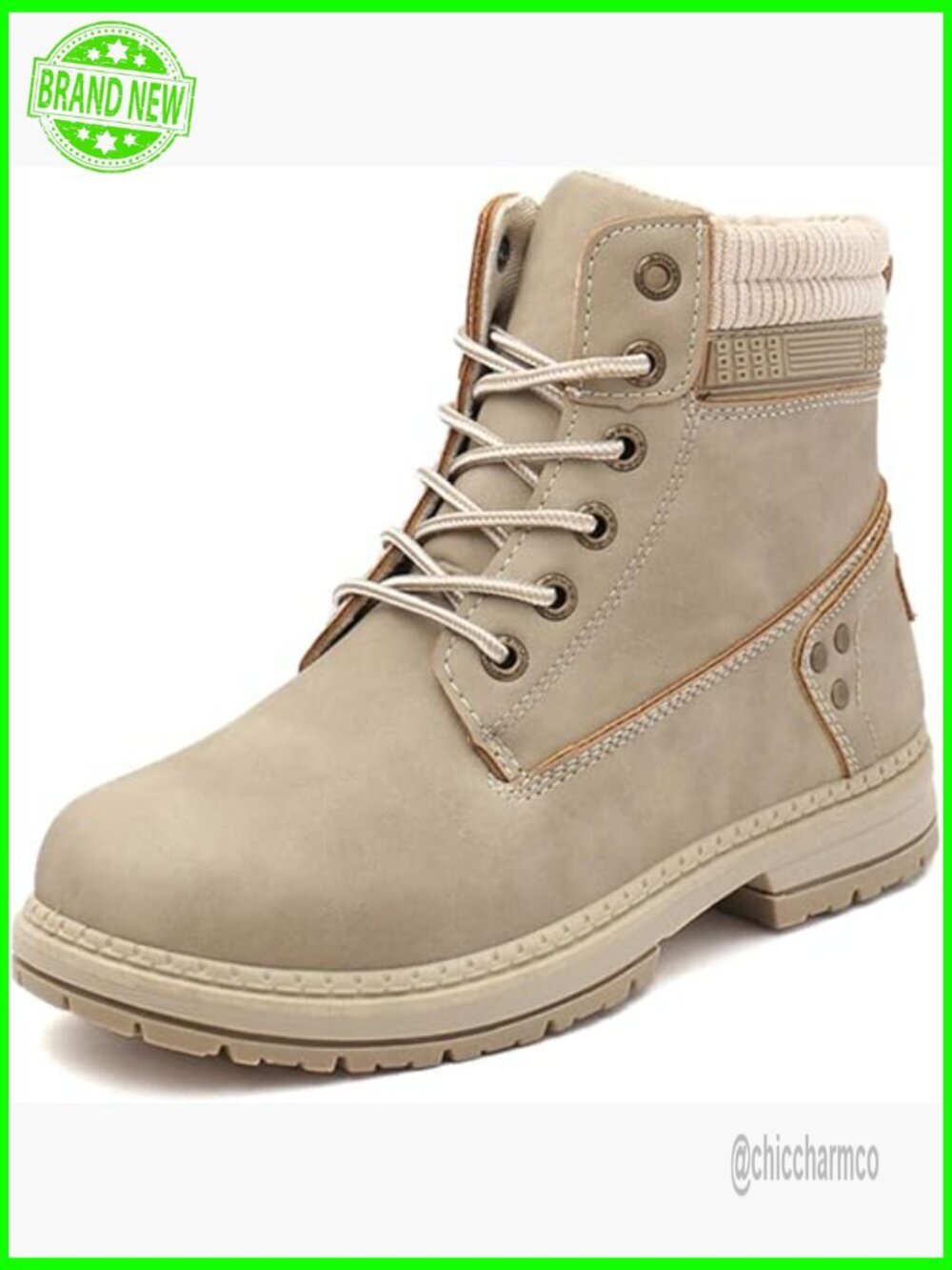 Waterproof Hiking Combat Boots Lace Up Low Heel Ankle Booties Women's Work